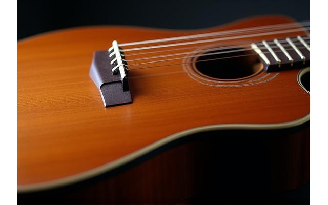 Guitare acoustique en bois poli avec détails artisanaux